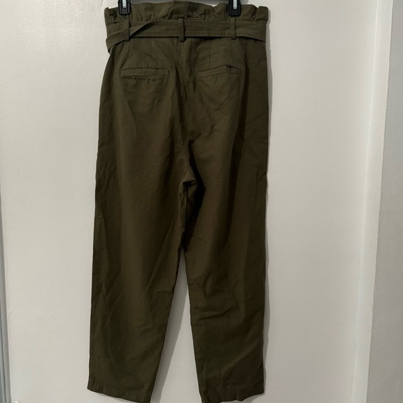 AVEC LES FILLES | Olive Green Paperbag Ankle Pants | S - Picture 4 of 6